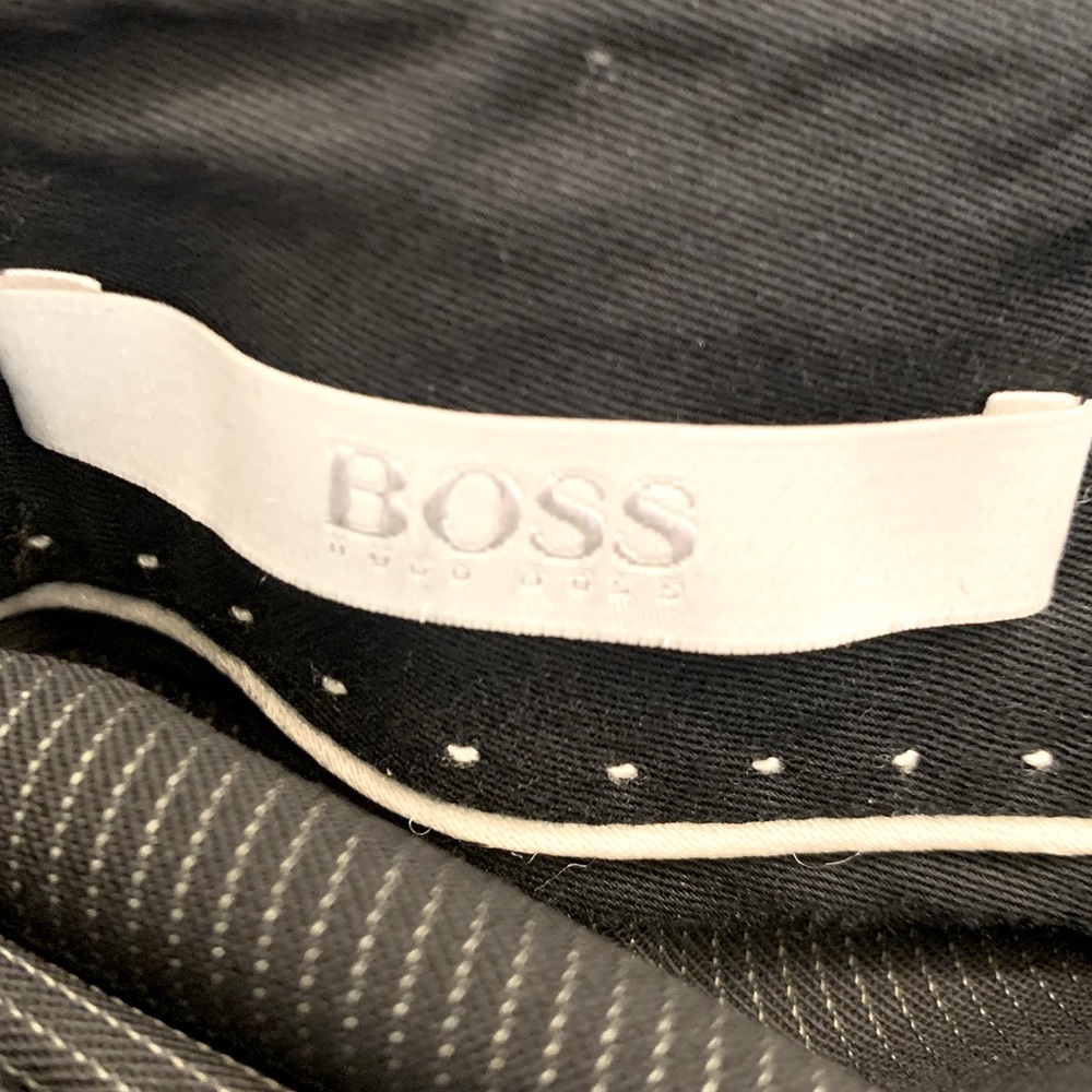 BOSS Hugo Boss women wool blend trousers black with subtle pinstripe